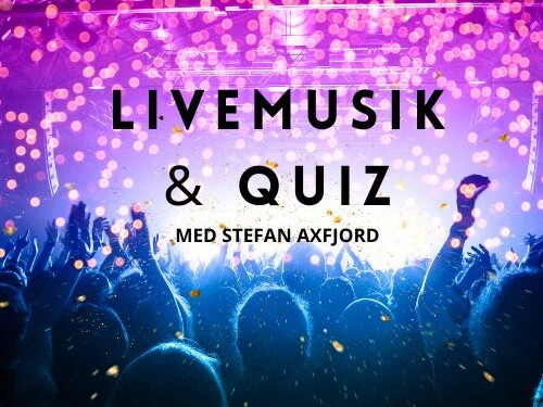 Affisch för livemusik och quiz
